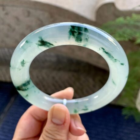 糯冰種飄花圓條手鐲（58.3mm）